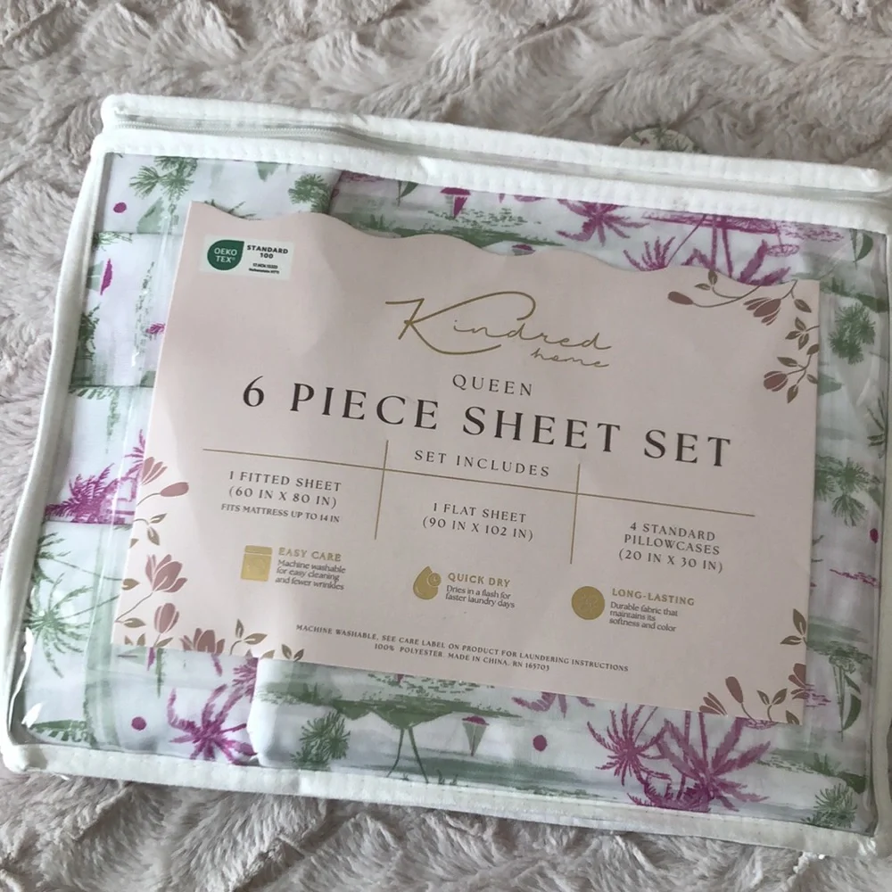 Kindred Home QUEEN Sheet Set in Palm Print